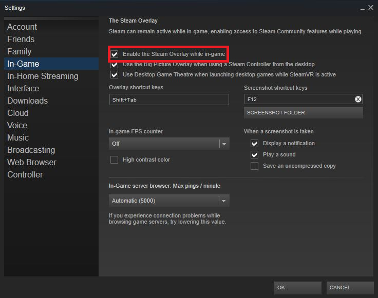 Steam game servers. Steam Overlay. Steam settings. Оверлей в настройках стима. Отключить оверлей стим.